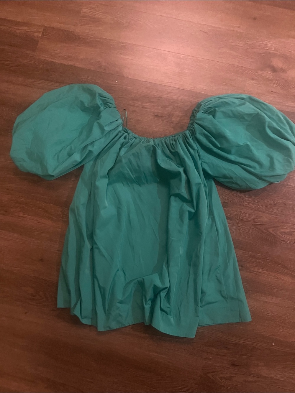 Anthropologie Emerald Green Puff-Sleeve Mini Dress